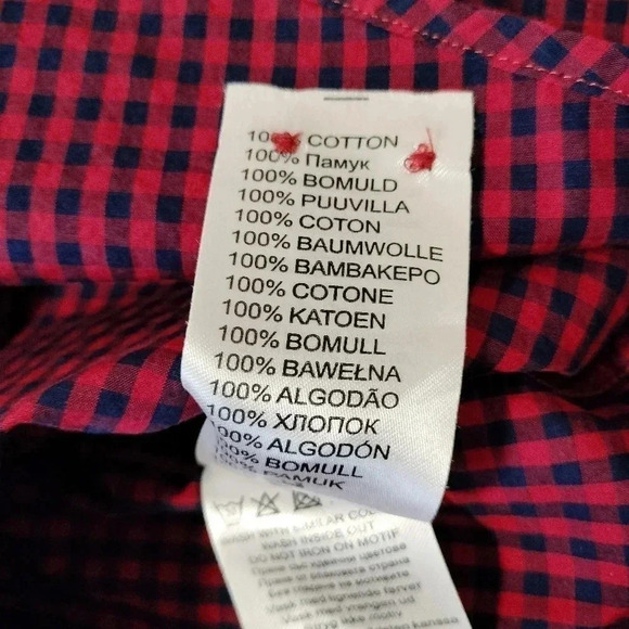 Ben Sherman Mens Button Front Shirt Medium Blue Red Original Gingham 100% Cotton - Picture 6 of 6
